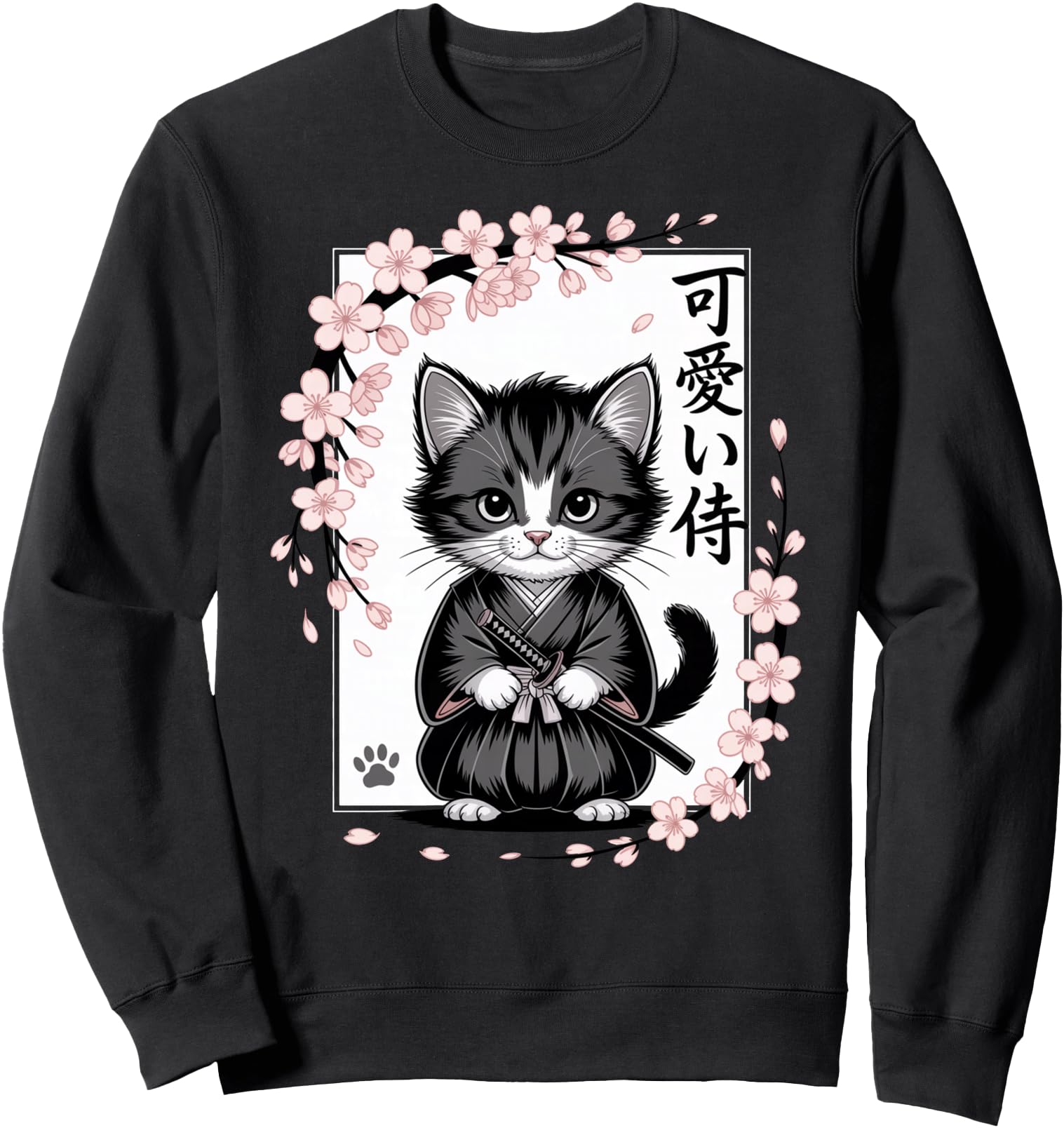Cute Kawaii Baby Samurai Cat - Cute Japanese Sakura Sweatshirt