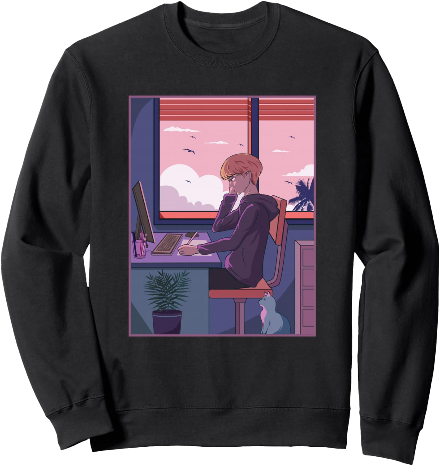 Japanese LoFi Boy Anime Character - Japan Aesthetic Sweatshirt