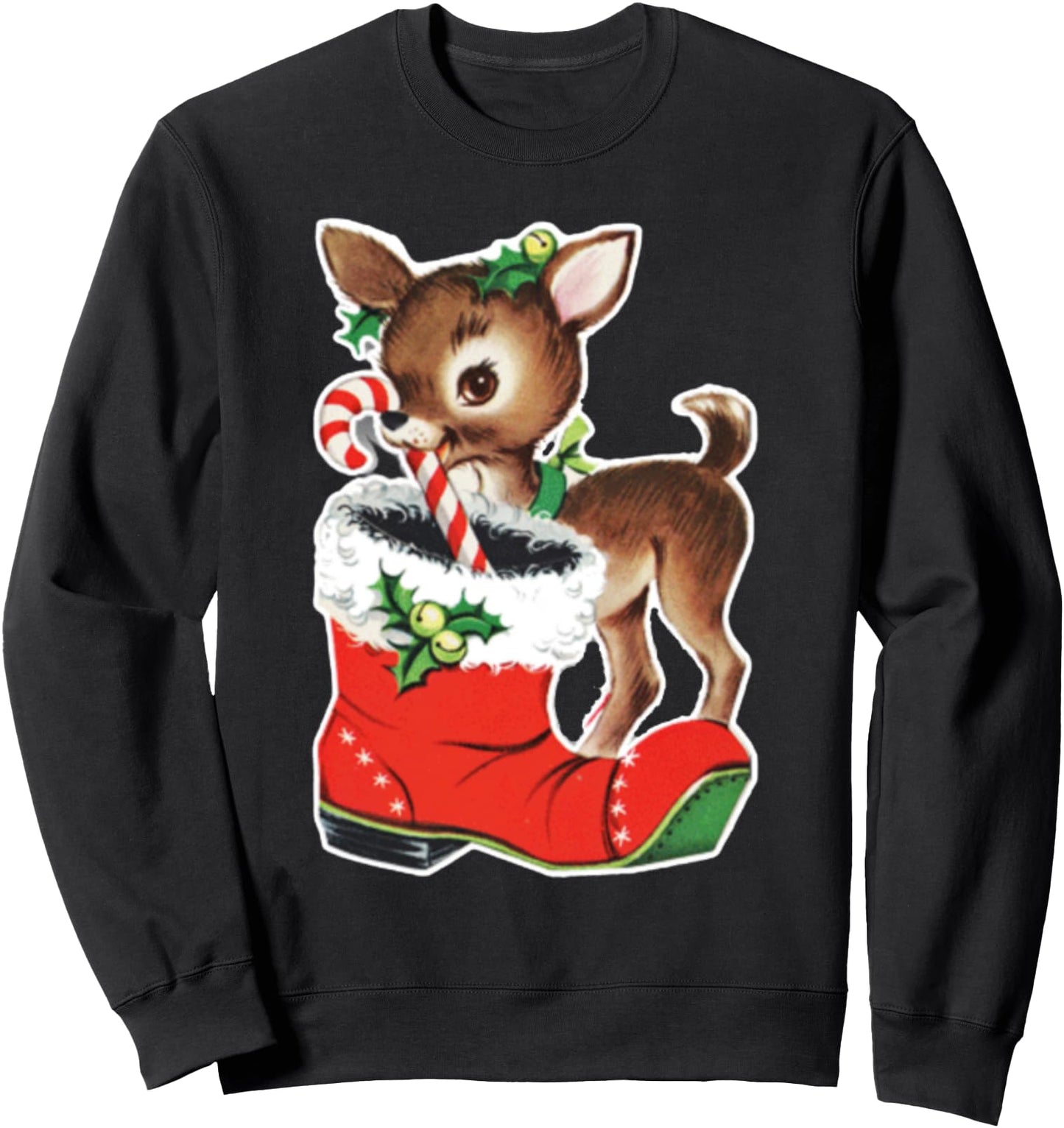 Retro Vintage Cute Reindeer Holiday Sweatshirt