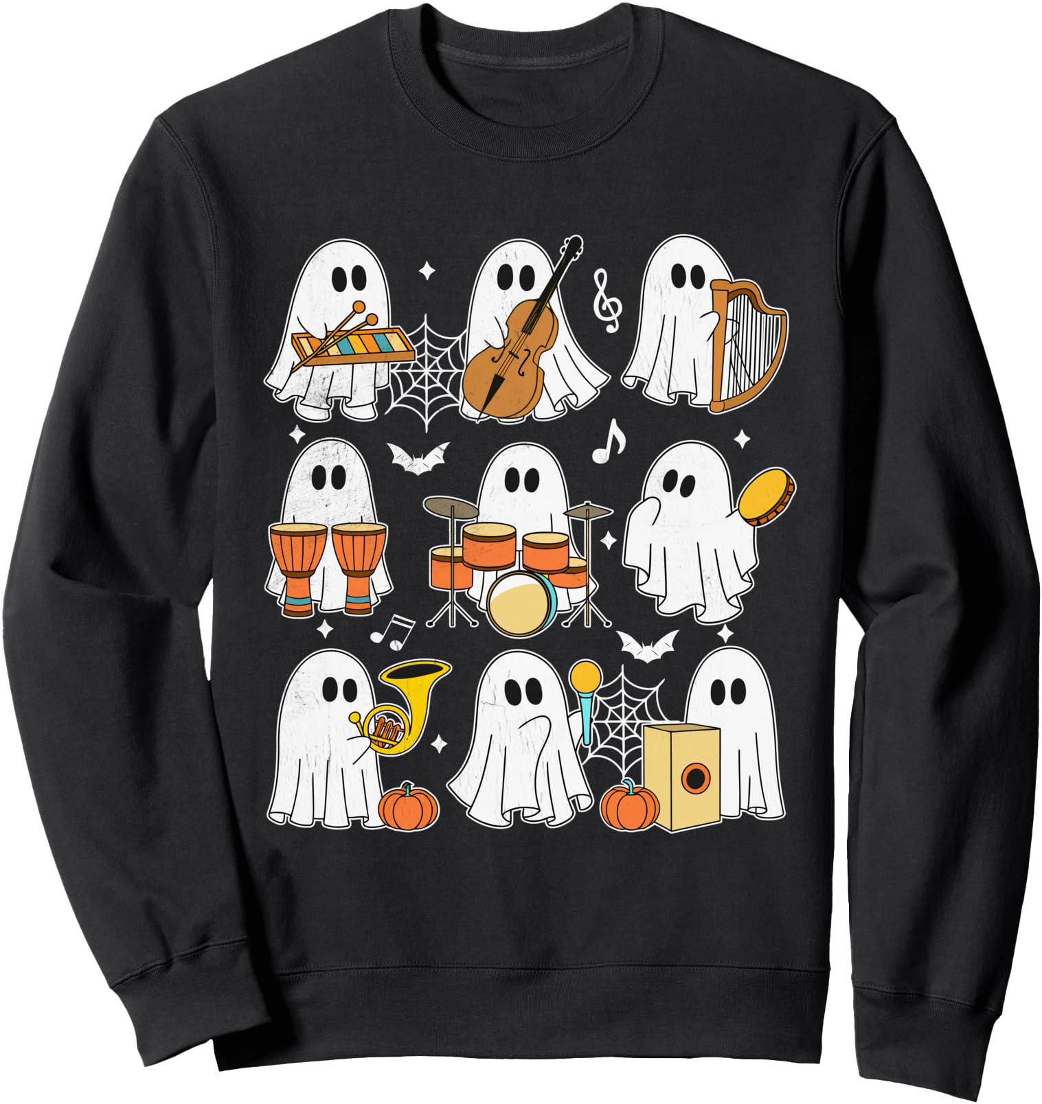 Halloween Music Teacher Ghost Playing Musical Instruments Sweatshirt