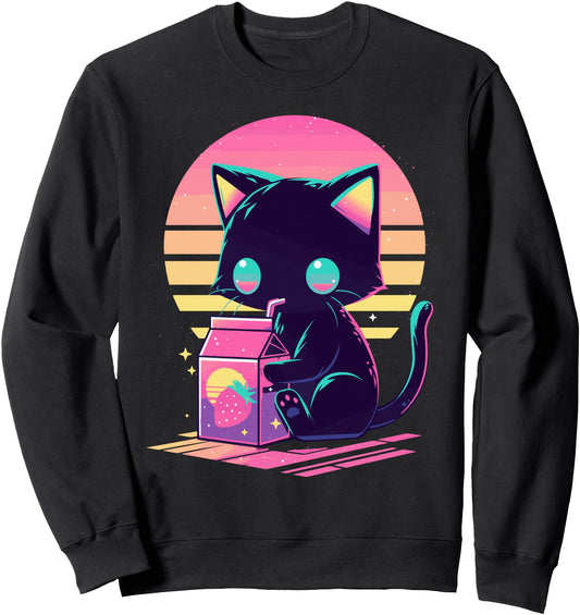 Cat Strawberry Milk Anime 90s Japanese Cat Japan Sweatshirt