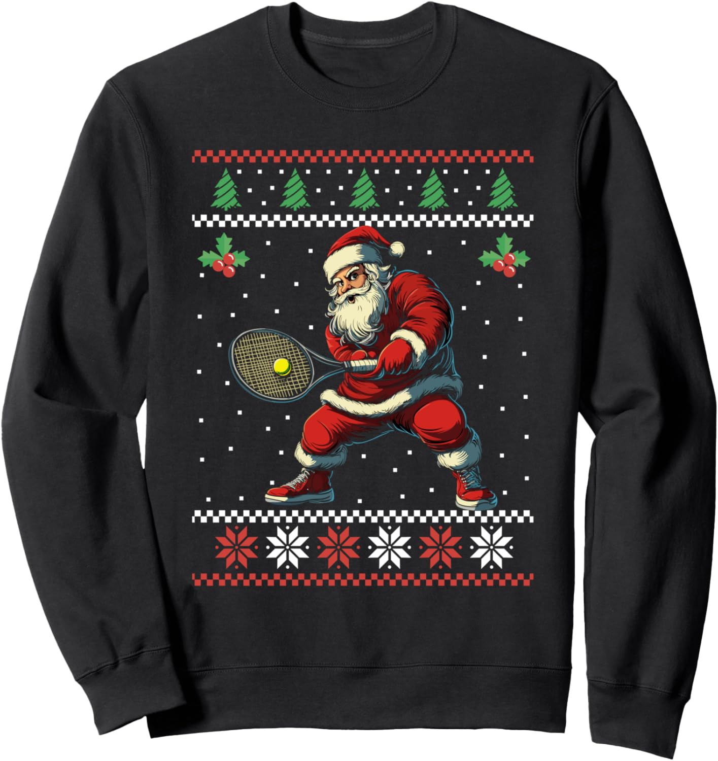 Santa Playing Tennis Ugly Christmas Sweater Xmas Sweatshirt