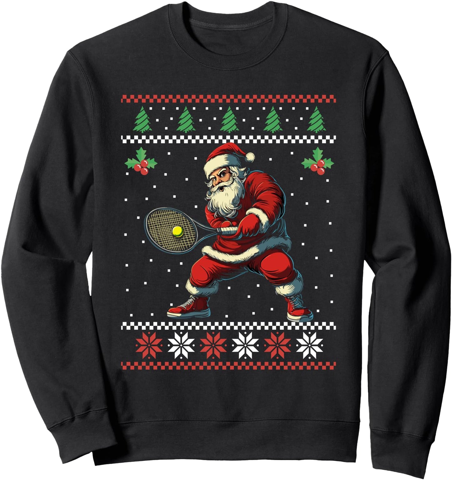 Santa Playing Tennis Ugly Christmas Sweater Xmas Sweatshirt