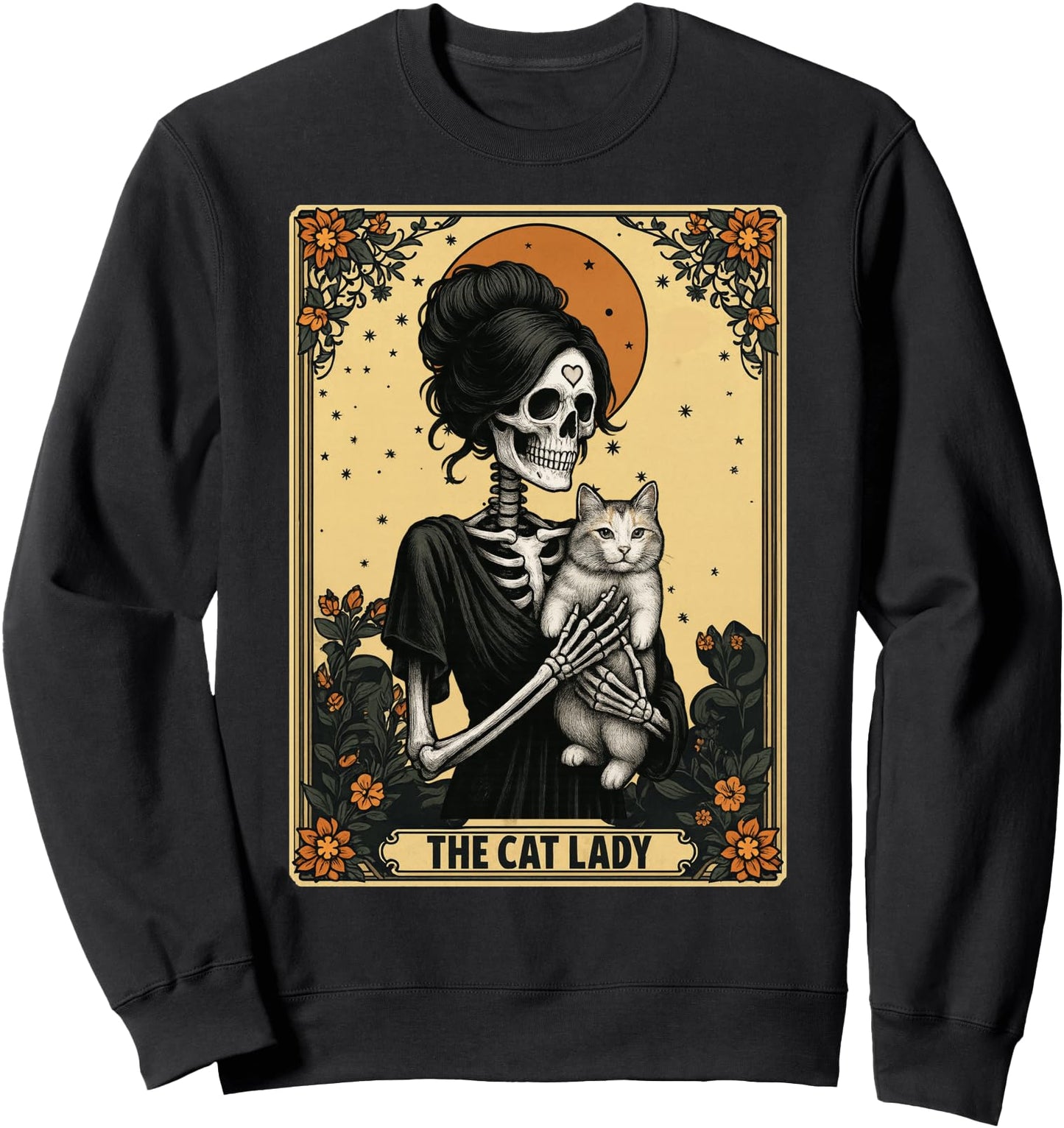 The Cat Lady Tarot Card Skeleton Cat Lover Witchy Women Sweatshirt