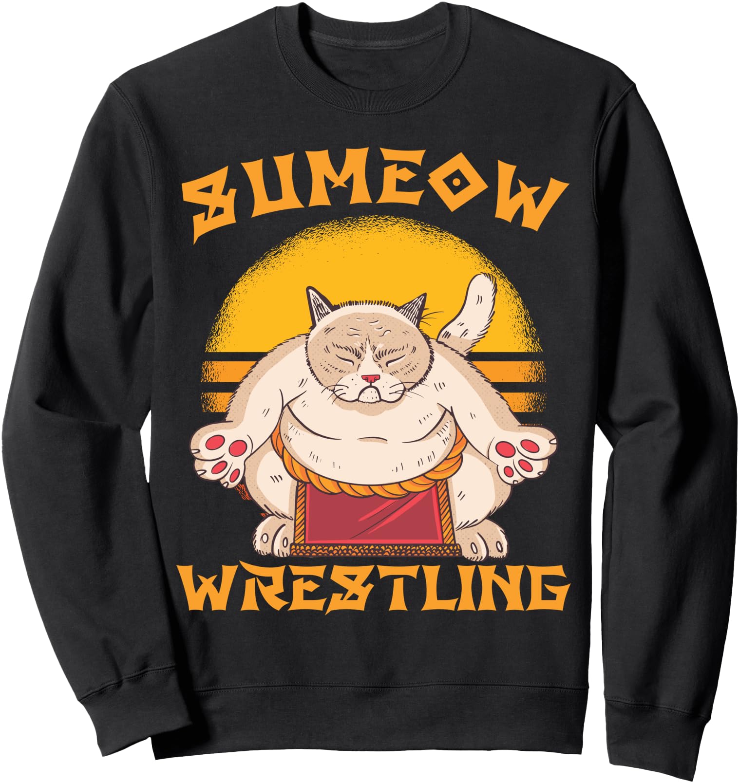 Sumo Cat Japanese Shirt Japanese Funny Kawaii Cat Art Sweatshirt