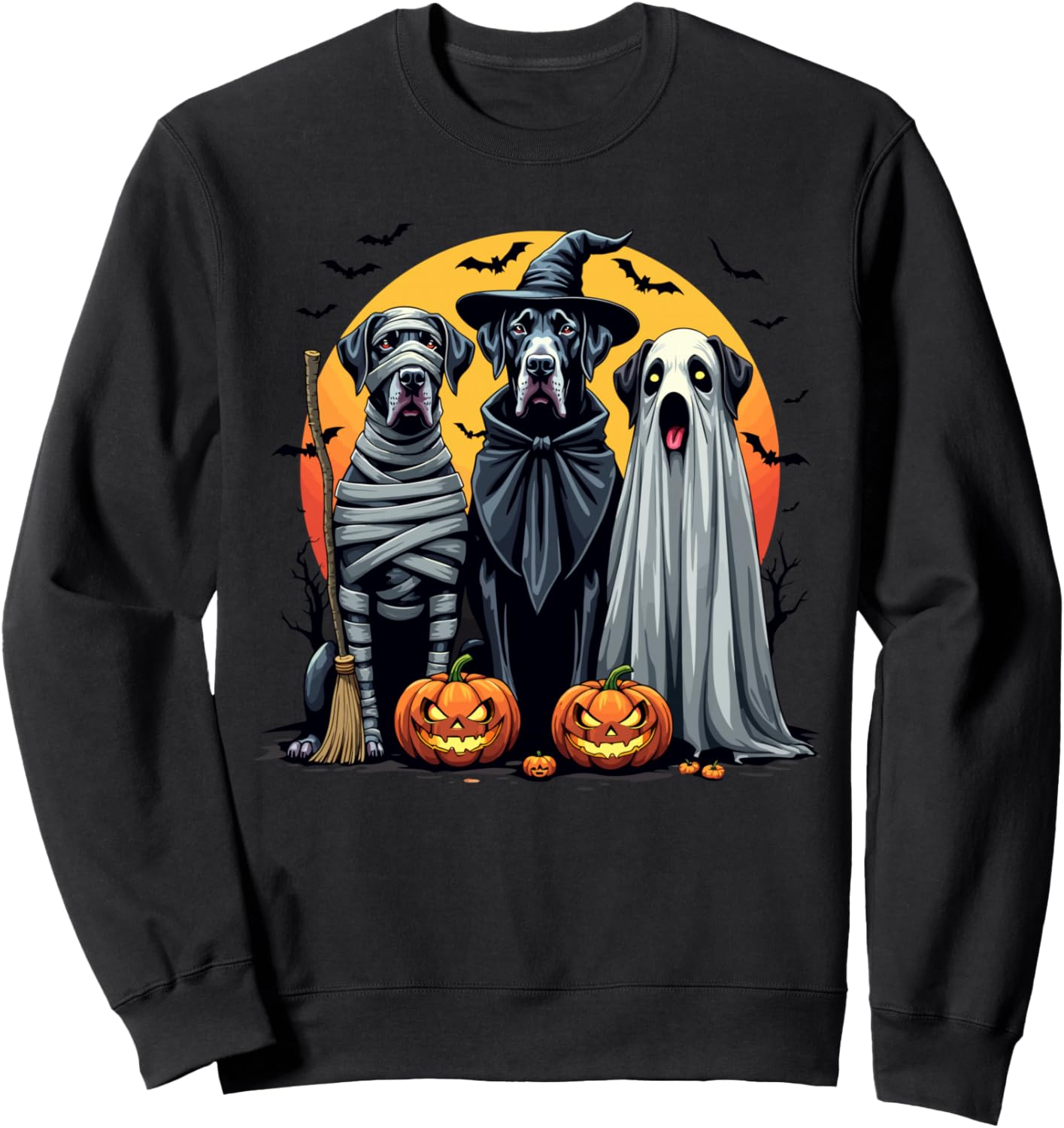 Great Dane Halloween Costume Mummy Witch Ghost Sweatshirt