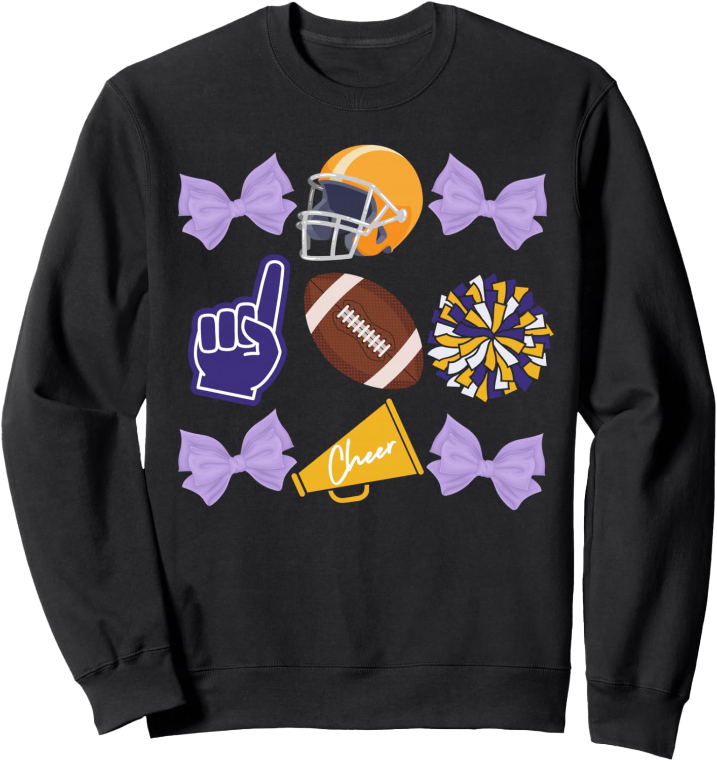 Coquette Bow Football Purple Gold Game Cheer Mom Touchdown Sweatshirt