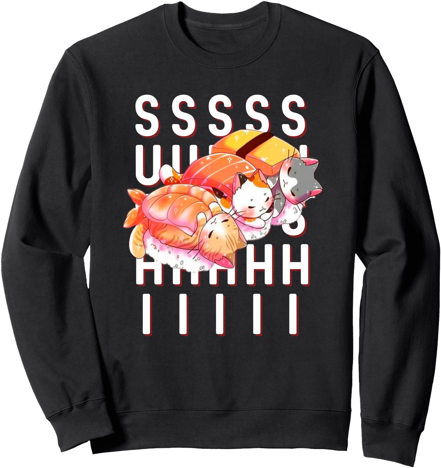 Kawaii Cute Cats Sushi Otaku Japanese Anime Graphic Sweatshirt