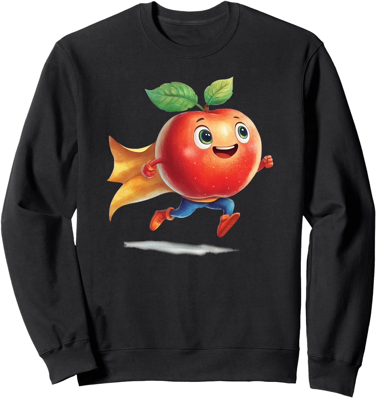 Superhero Apple Kawaii Character Cute, Watercolor Cartoon Sweatshirt