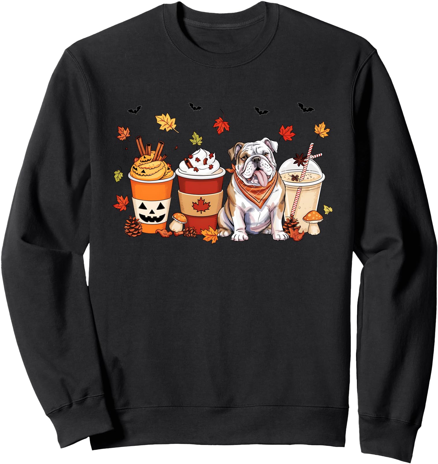 English Bulldog Pumpkin Spice Coffee Women Men Fall Autumn Sweatshirt