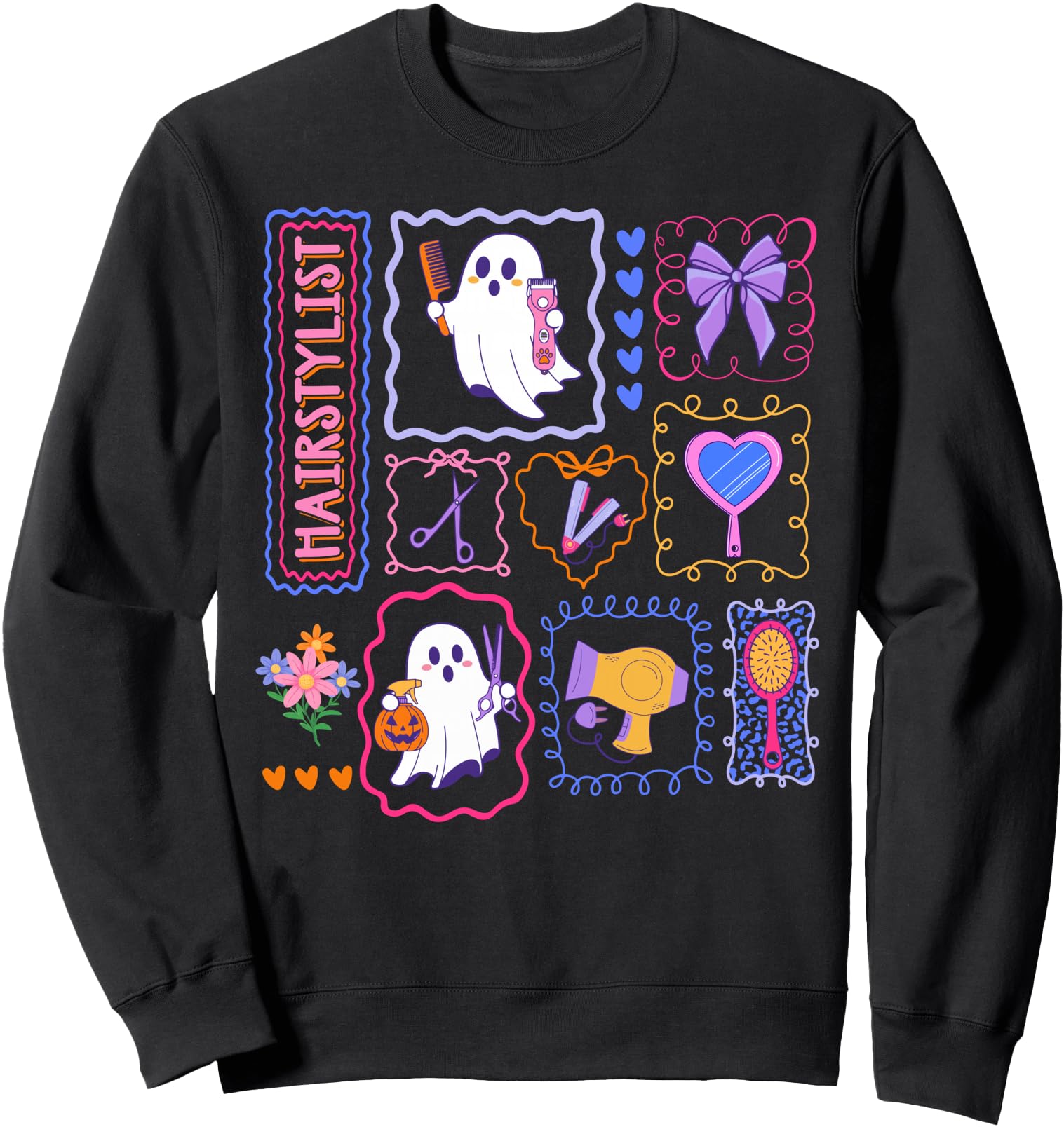 Funny Spooky Ghost Hair Stylist Halloween Hair Salon Women Sweatshirt