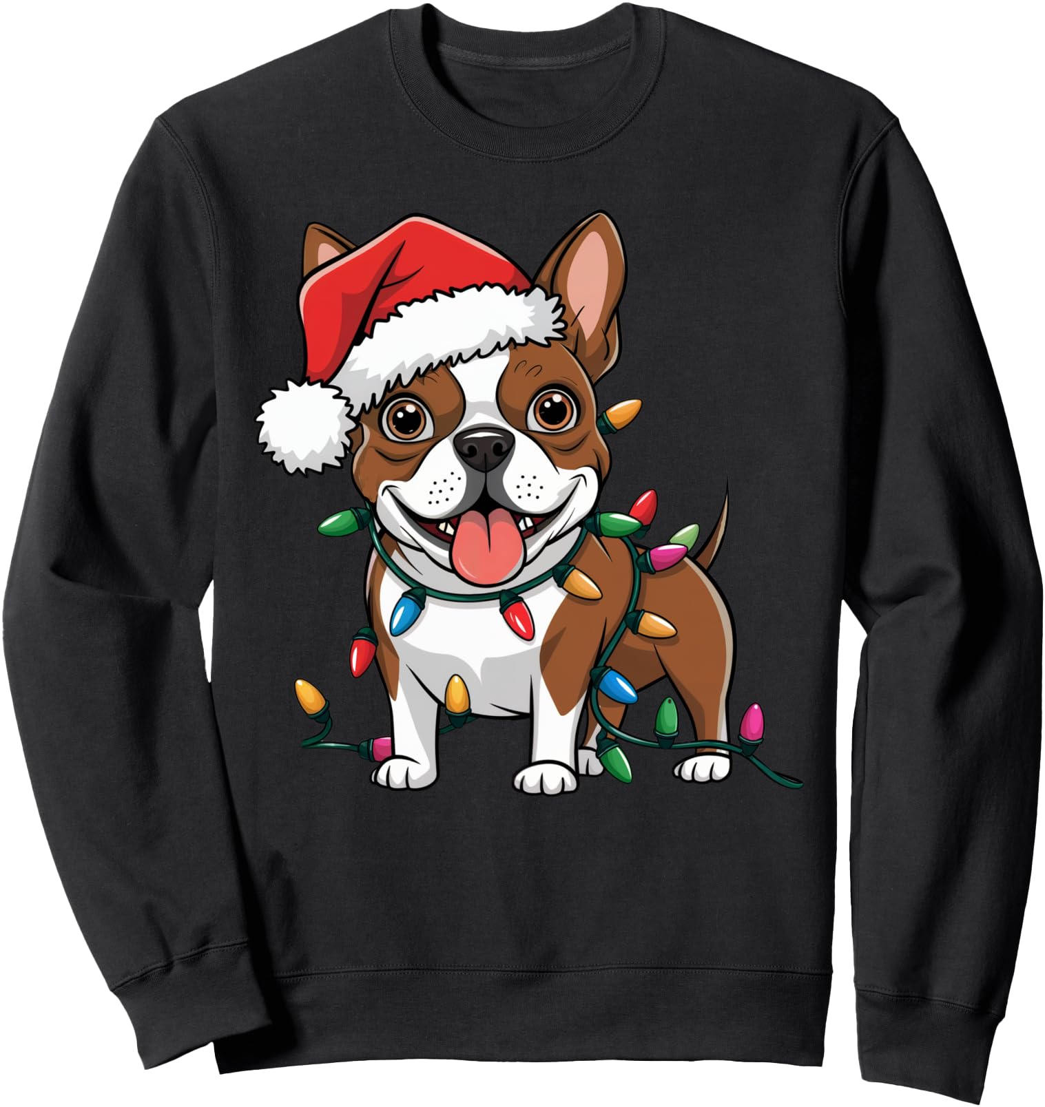 Boston Terrier Christmas Lights Xmas Dogs Gifts Men Women Sweatshirt