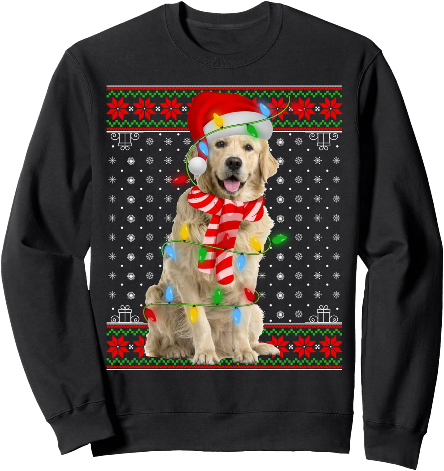 Ugly Xmas Sweater Santa Funny Golden Retriever Dog Christmas Sweatshirt