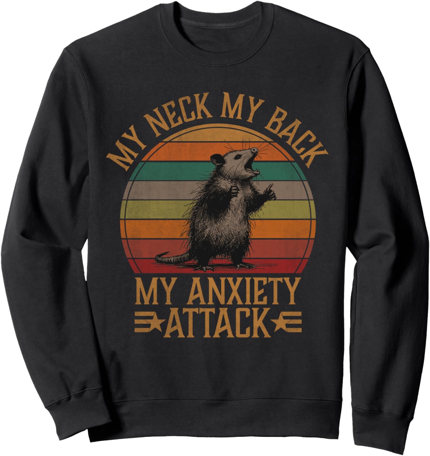 Retro Opossum My Neck Back Anxiety Attack Possum Women Men Sweatshirt