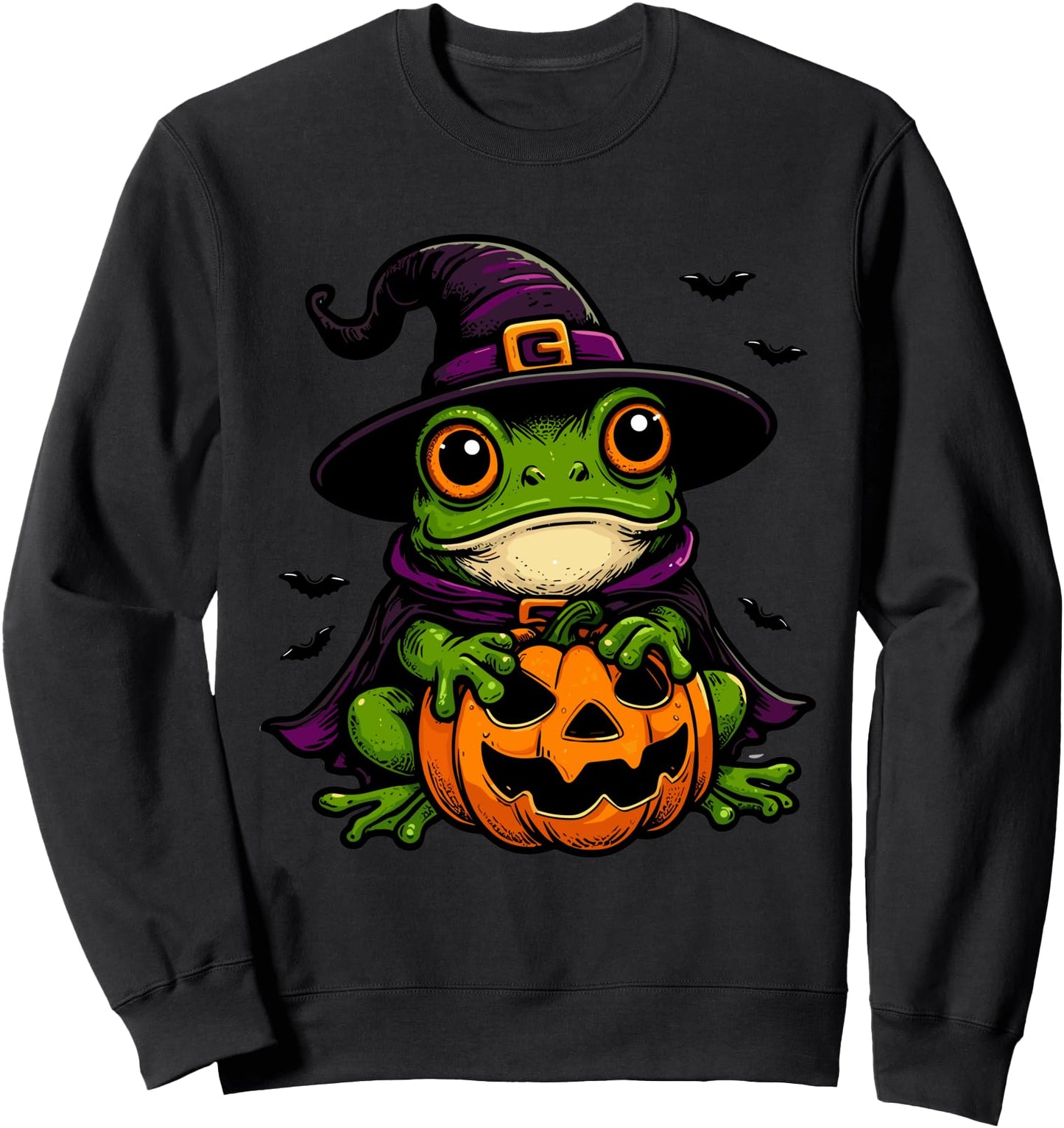 Scary Halloween Frog Toad Witch Hat Costume Spooky Season Sweatshirt