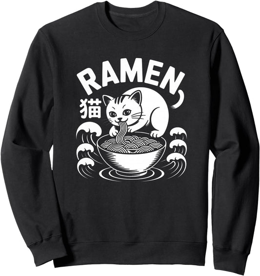 Cat Ramen Japanese Funny Graphic Sweatshirt