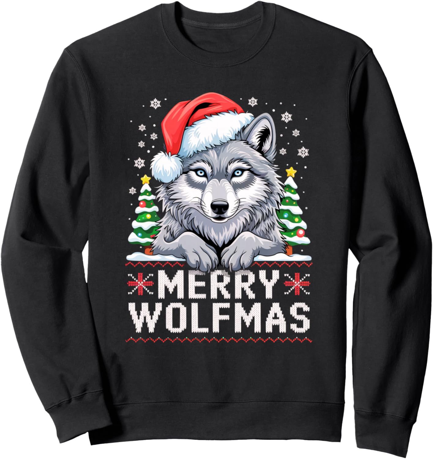 Merry Wolfmas Merry Christmas Wolf Ugly Sweater Funny Xmas Sweatshirt