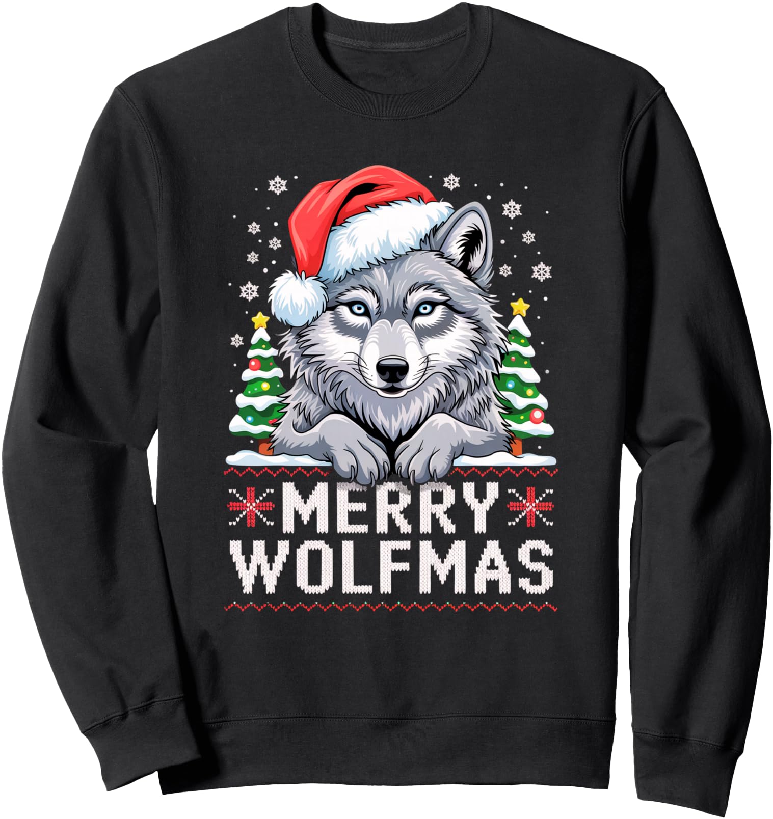 Merry Wolfmas Merry Christmas Wolf Ugly Sweater Funny Xmas Sweatshirt
