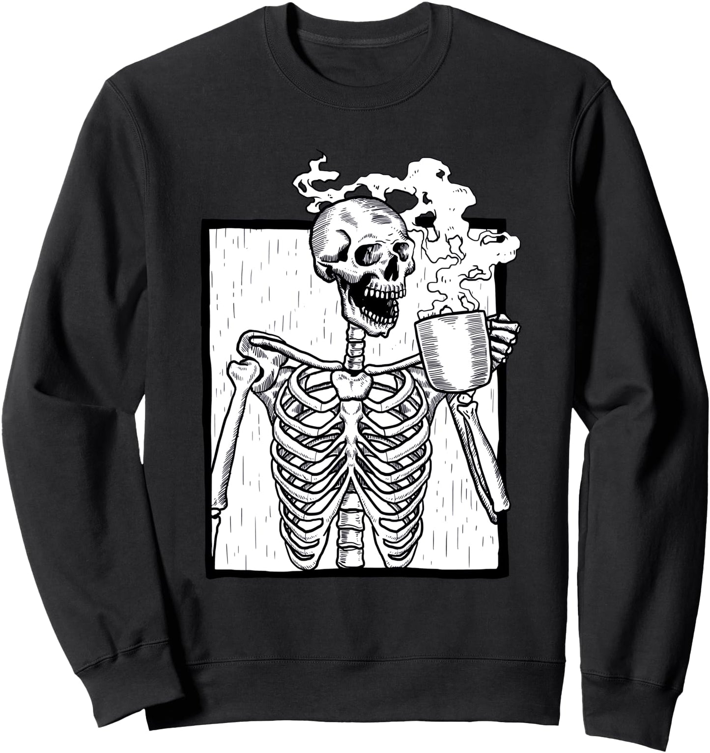 halloween coffee drinking skeleton skull Sweatshirt