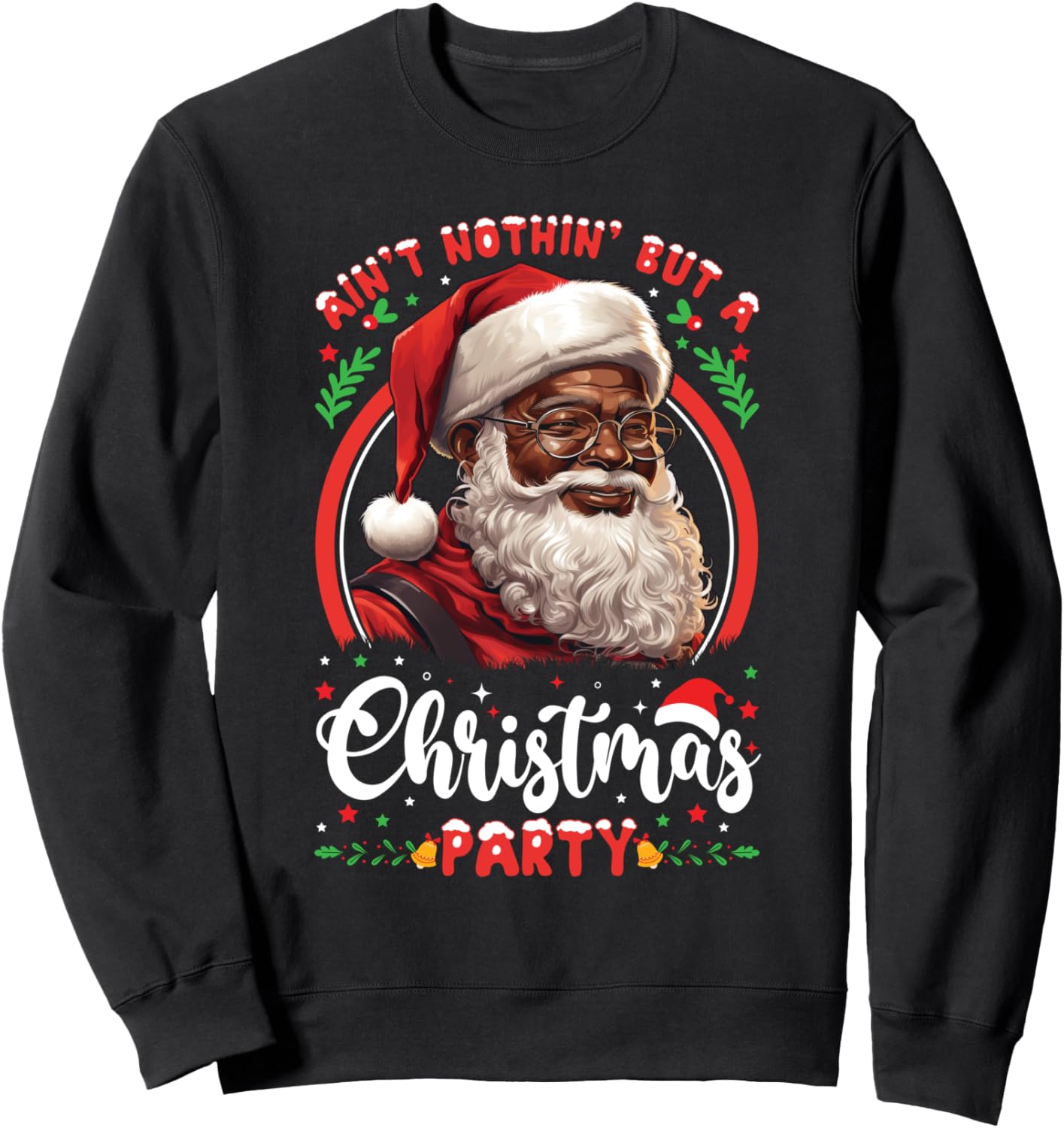Christmas Party African American Santa Claus Afro Men Xmas Sweatshirt