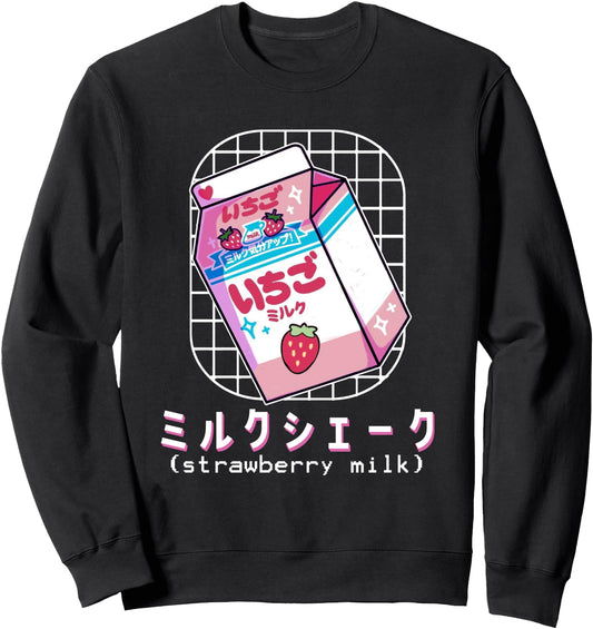 Aesthetic Retro 90s Japanese Kawaii Strawberry Milk Carton Sweatshirt