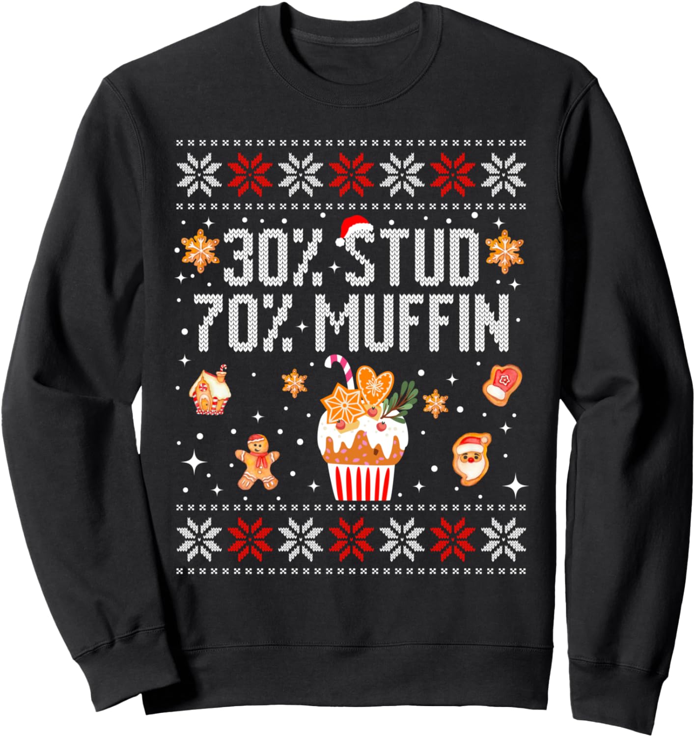 30% Stud 70% Muffin Ugly Christmas Funny Xmas Pajamas Sweatshirt