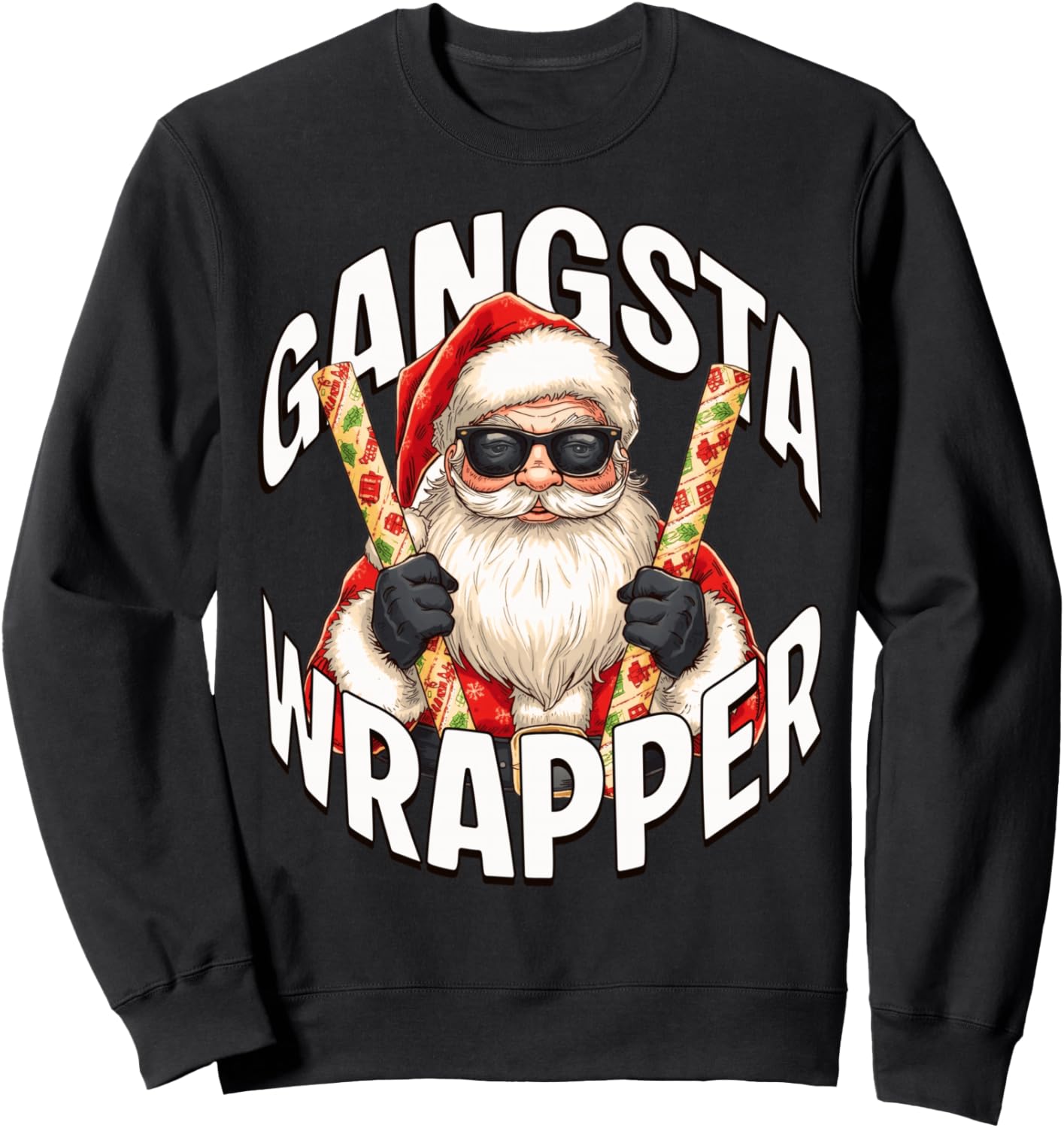 Santa Claus Gangsta Wrapper Funny Christmas Xmas Sweatshirt