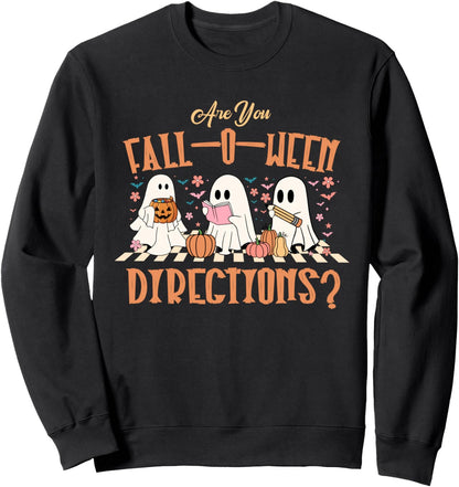 Retro Are You Fall O Ween Directions Teacher Halloween Ghost Sweatshirt