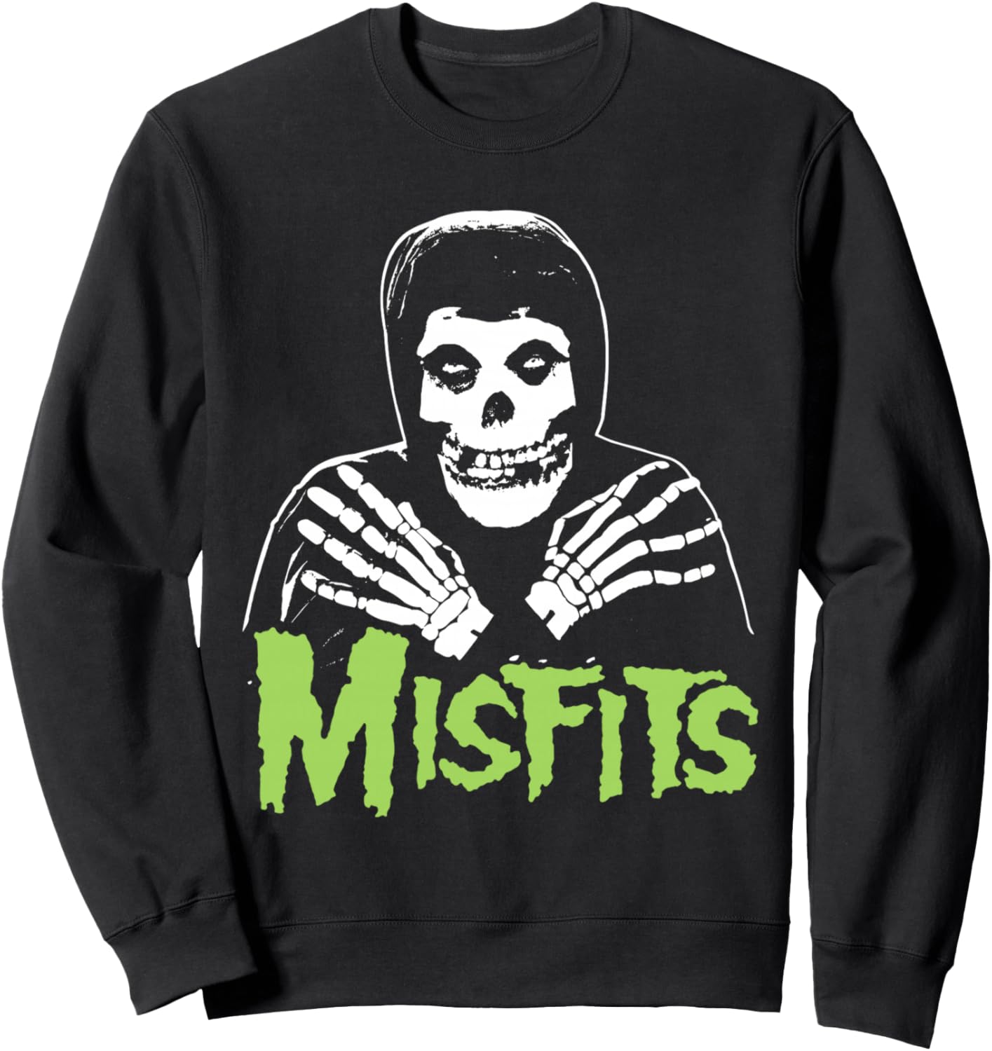 Misfits \u2013 Cross Hands Green Skull Black Sweatshirt