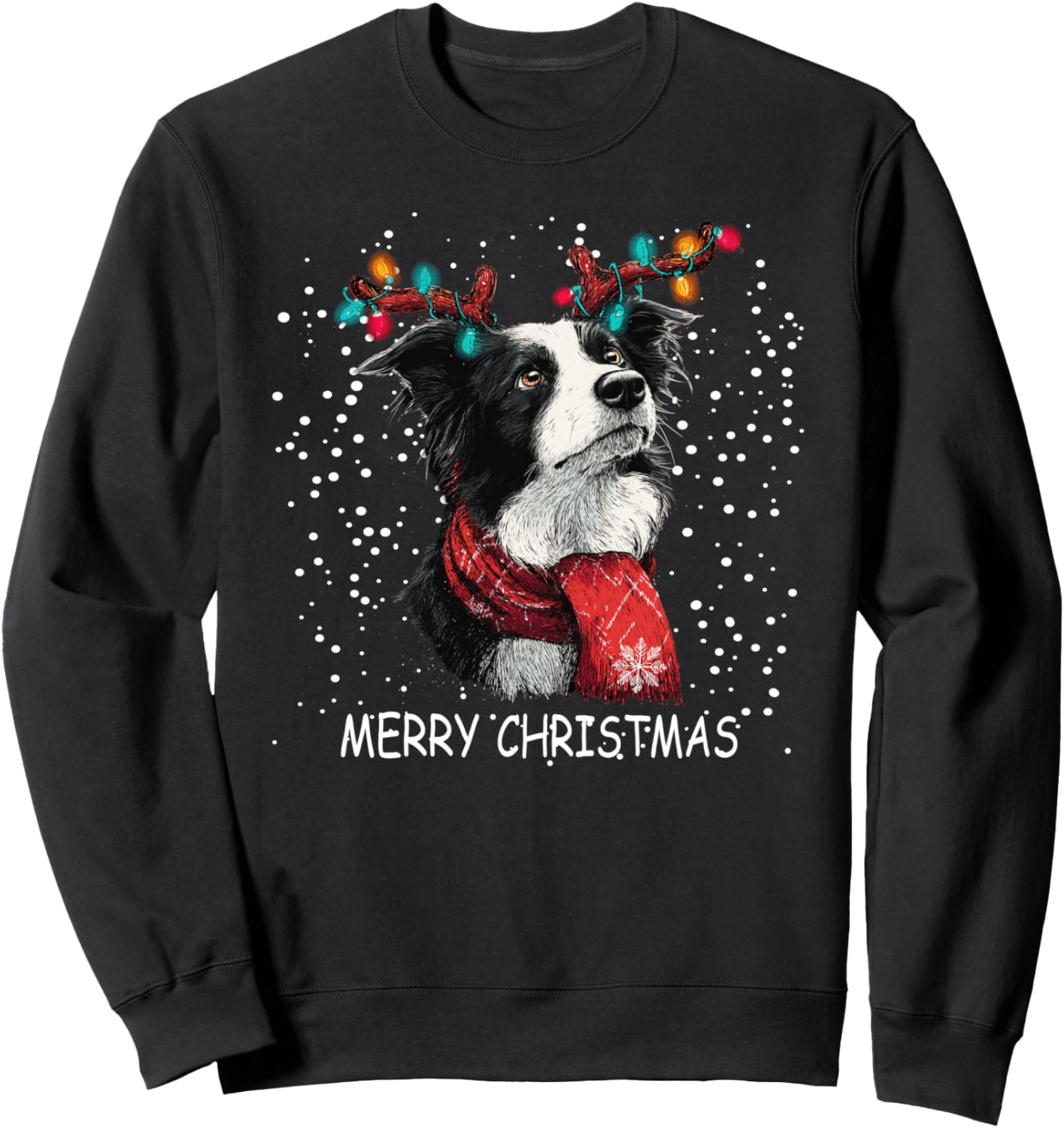Womens Border collie Dog Xmas Santa Hat Scarf Christma Sweatshirt