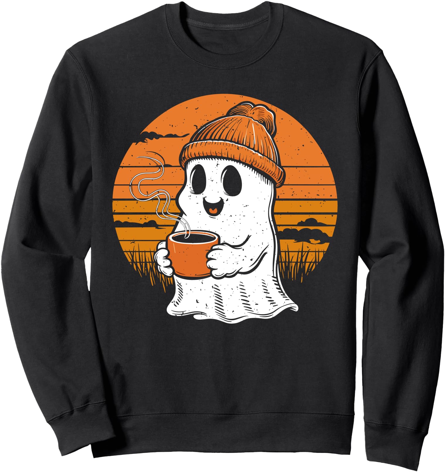 Ghost Drinking Coffee Funny Halloween Costume Coffee Lover Sweatshirt