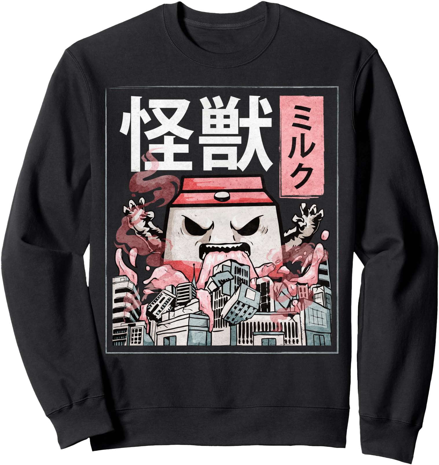 Kaiju Strawberry Milk Carton Japanese Monster Sweatshirt