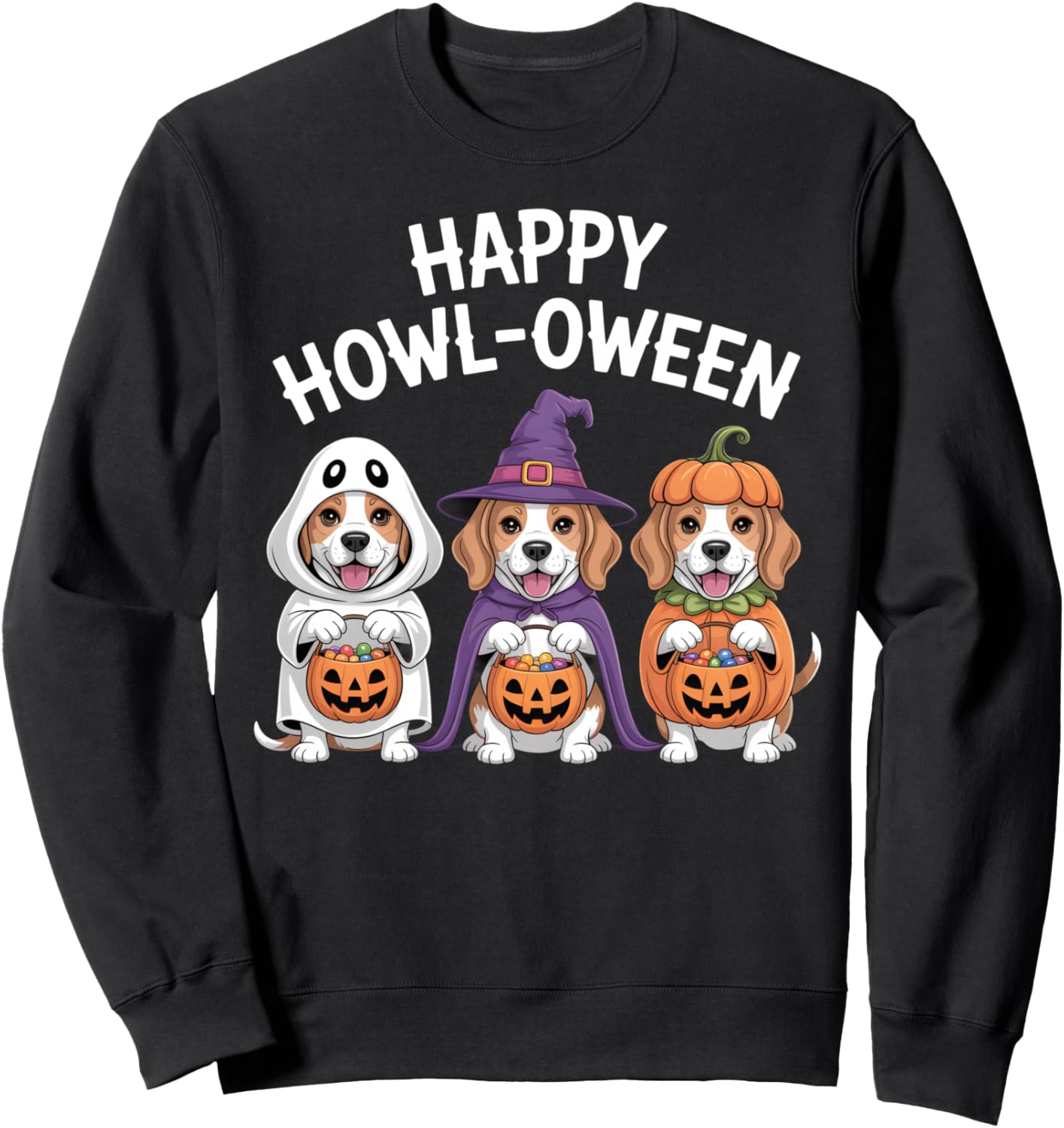 Happy Howl-Oween Cute Beagle Dog Halloween Humor Sweatshirt