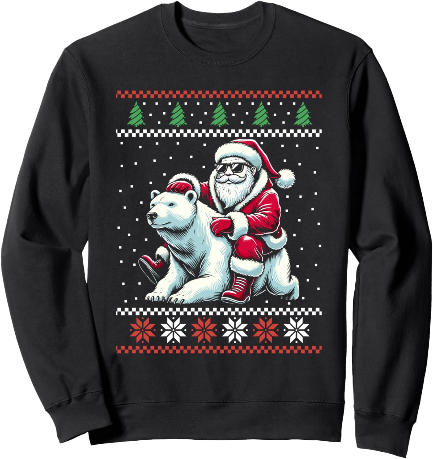 Santa Riding Polar Bear Ugly Christmas Sweater Xmas Sweatshirt