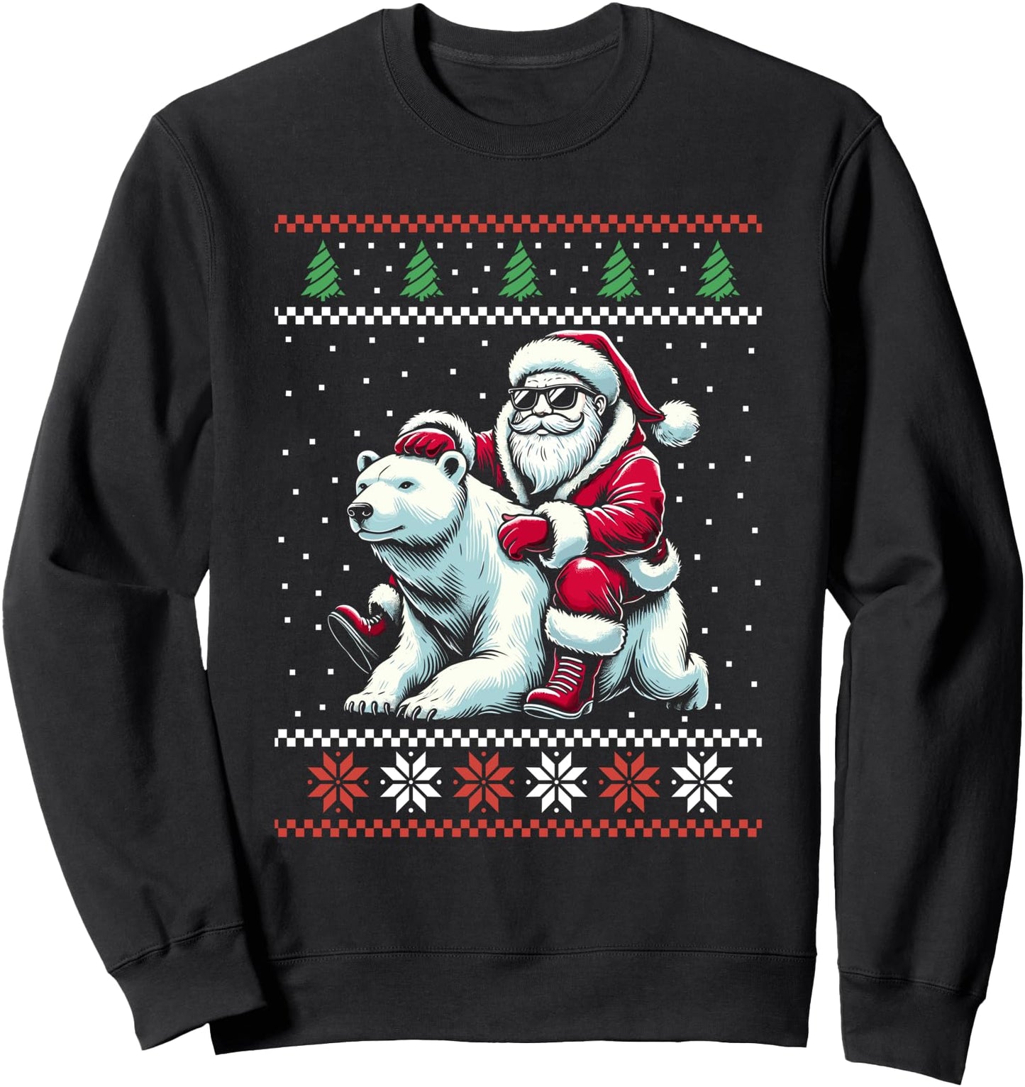 Santa Riding Polar Bear Ugly Christmas Sweater Xmas Sweatshirt
