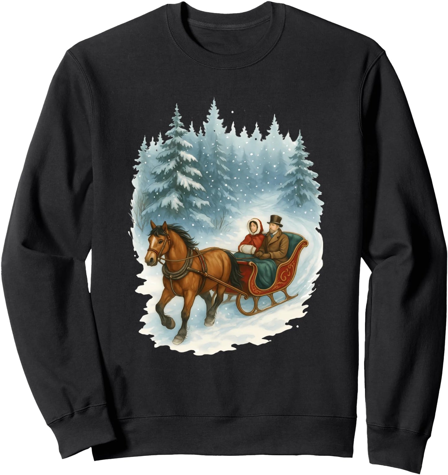Horse Sleigh Ride in Forest Sweatshirt