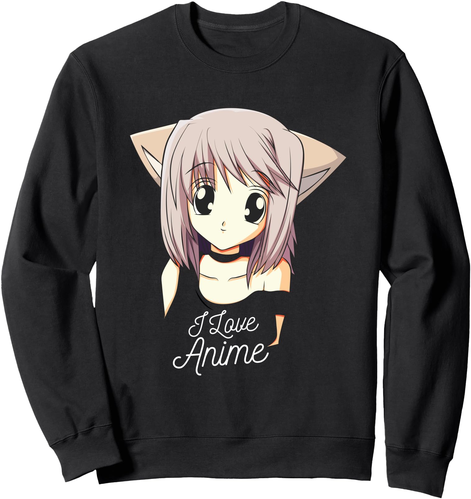 I Love Anime Cute Anime Girl Japanese Manga Art Sweatshirt
