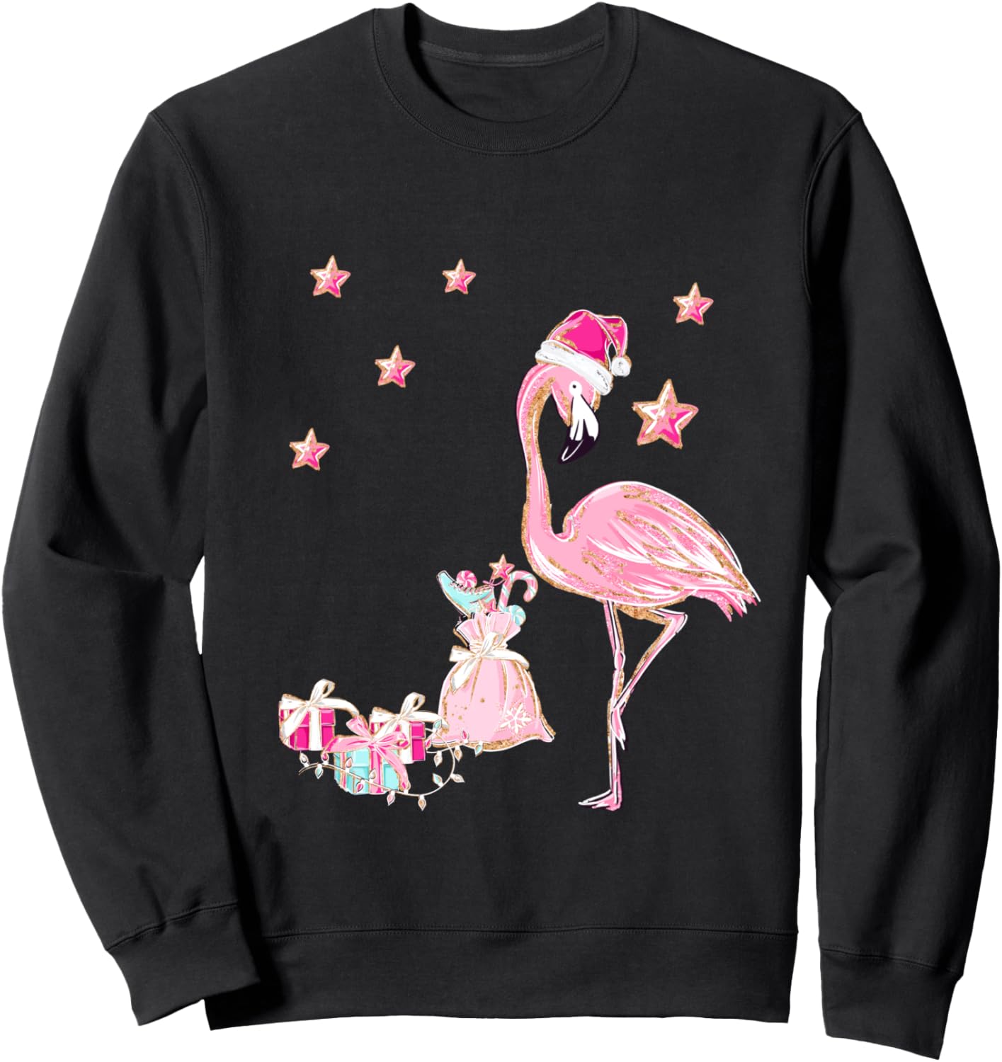 Flamingo Santa Clause Christmas Tee Gift Hawaiian Xmas Gift Sweatshirt