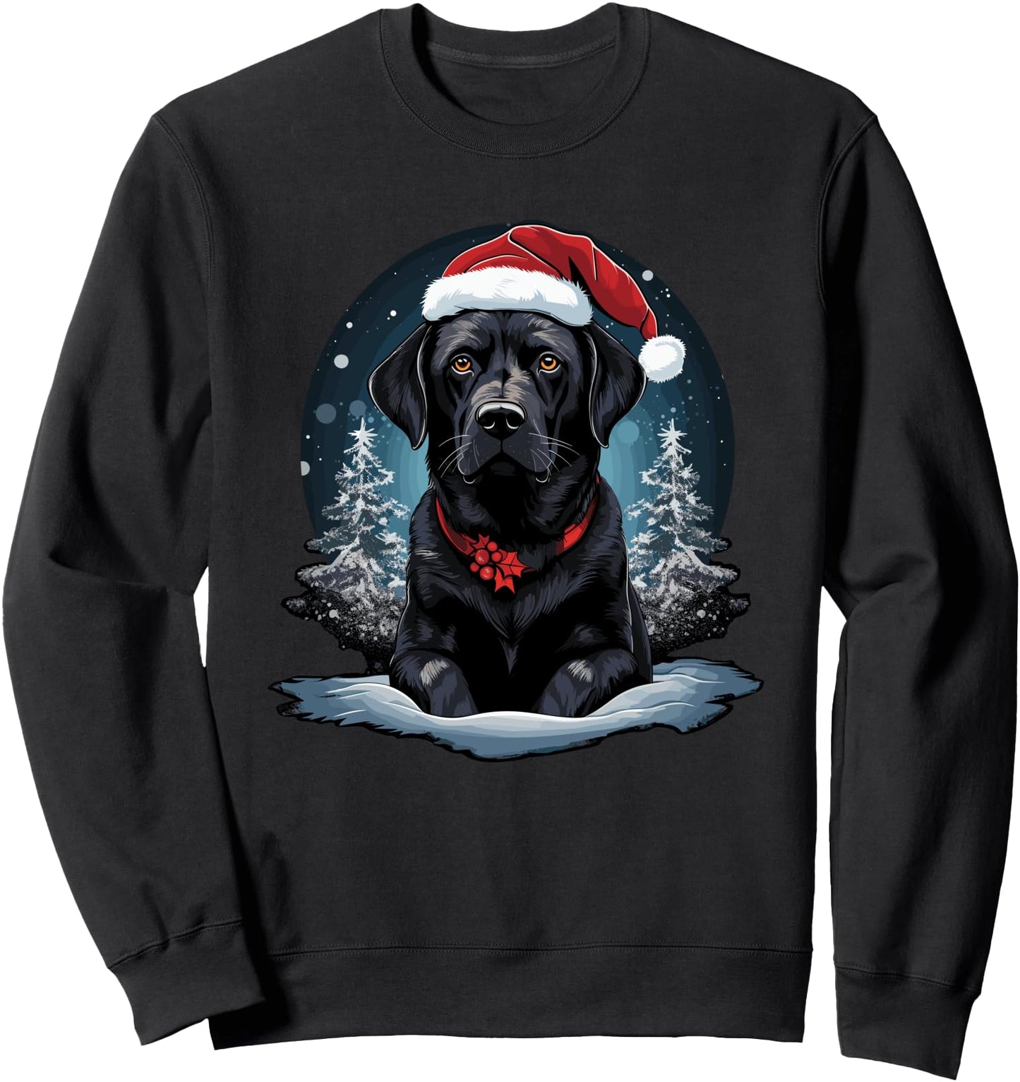 Black Labrador Christmas Lights Santa Hat Xmas Pajama Sweatshirt