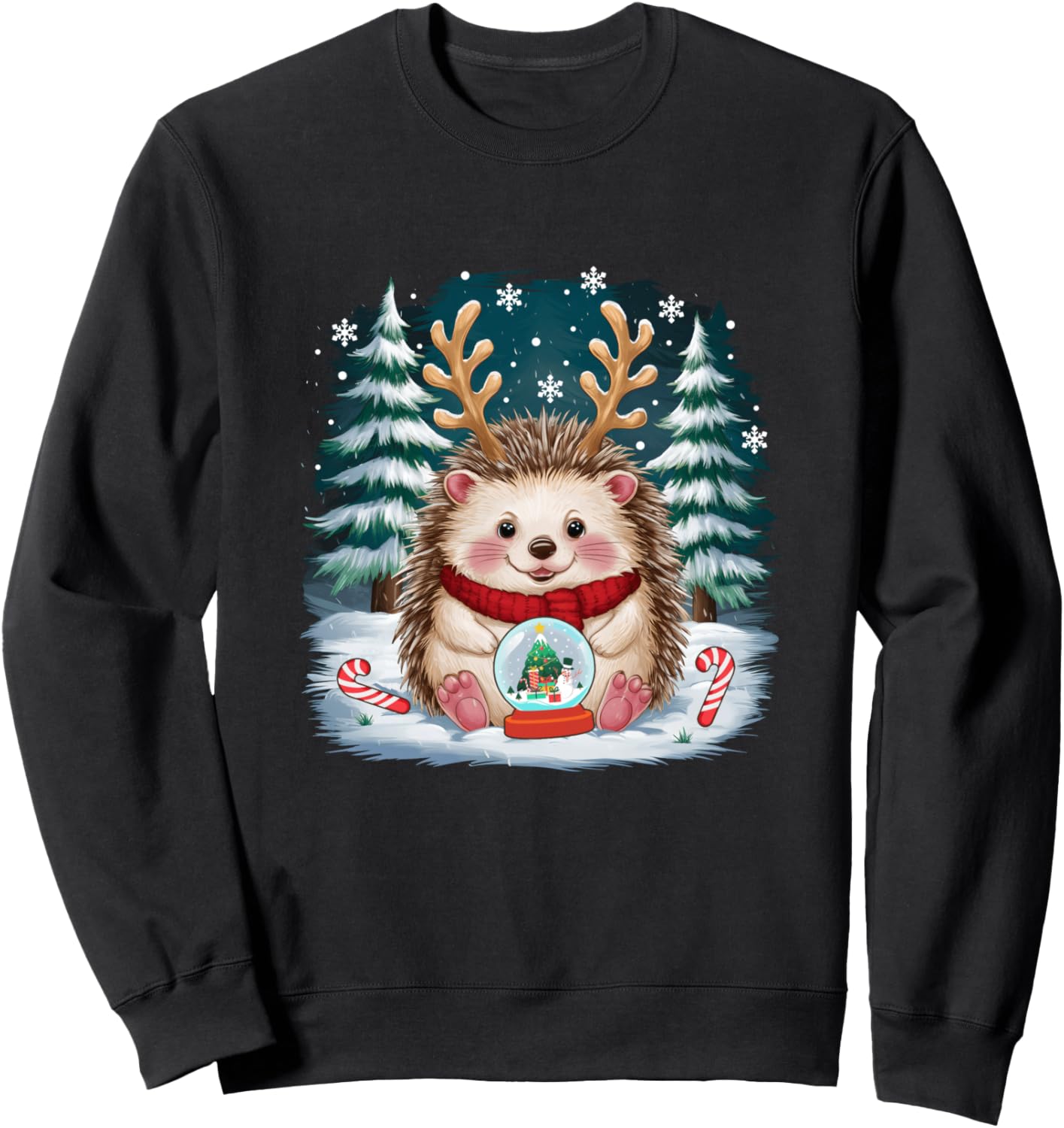 Cute Hedgehog Reindeer Christmas Xmas Men Women Kids Sweatshirt