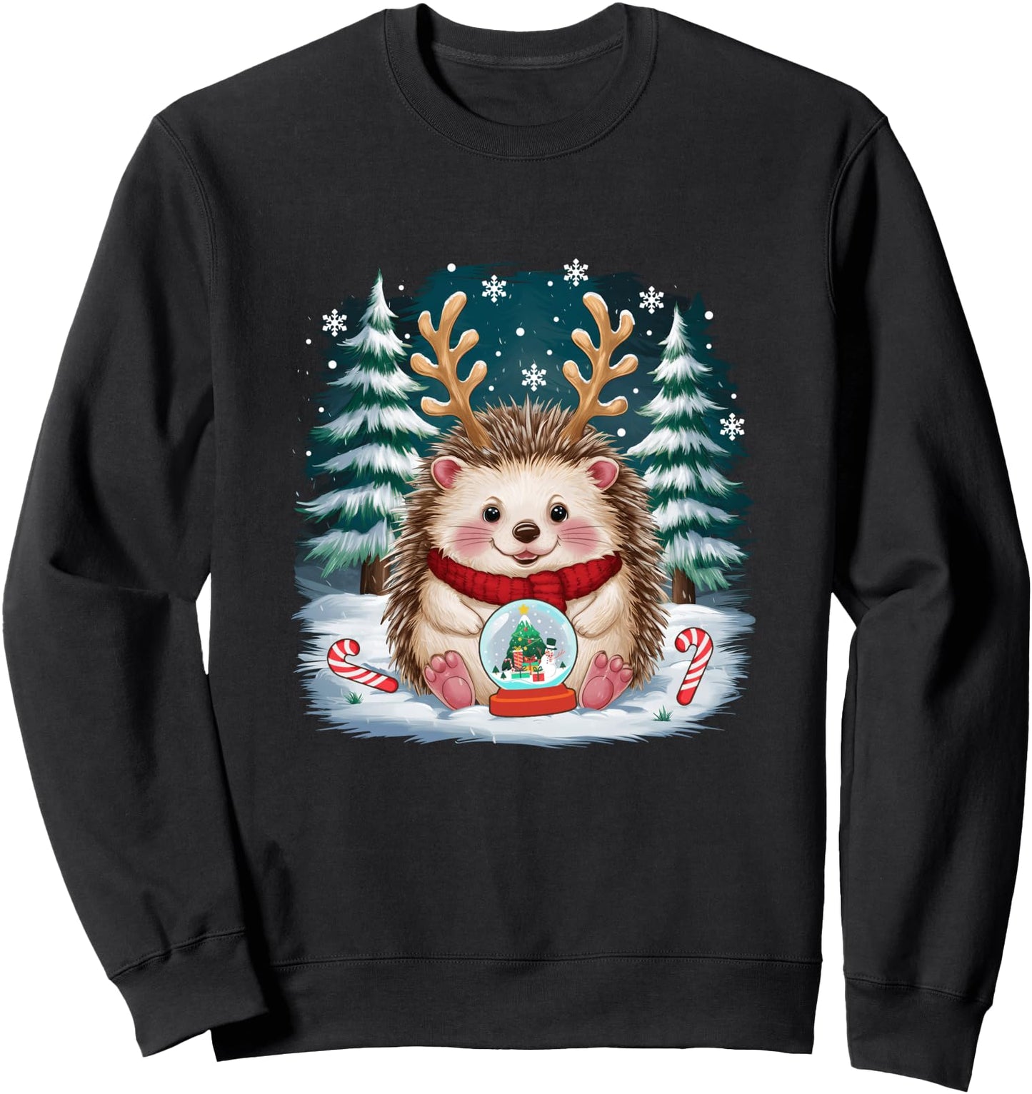 Cute Hedgehog Reindeer Christmas Xmas Men Women Sweatshirt