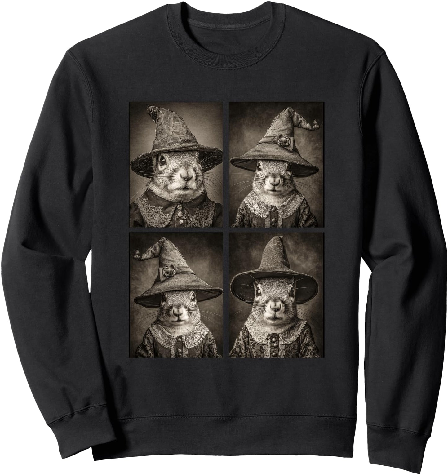 Vintage Witch Squirrels Halloween Forest Animals Witches Sweatshirt