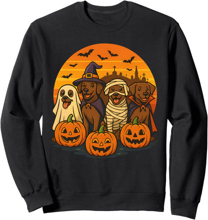 Halloween Brown Labrador Ghost Spooky Chocolate Lab Dog Mama Sweatshirt