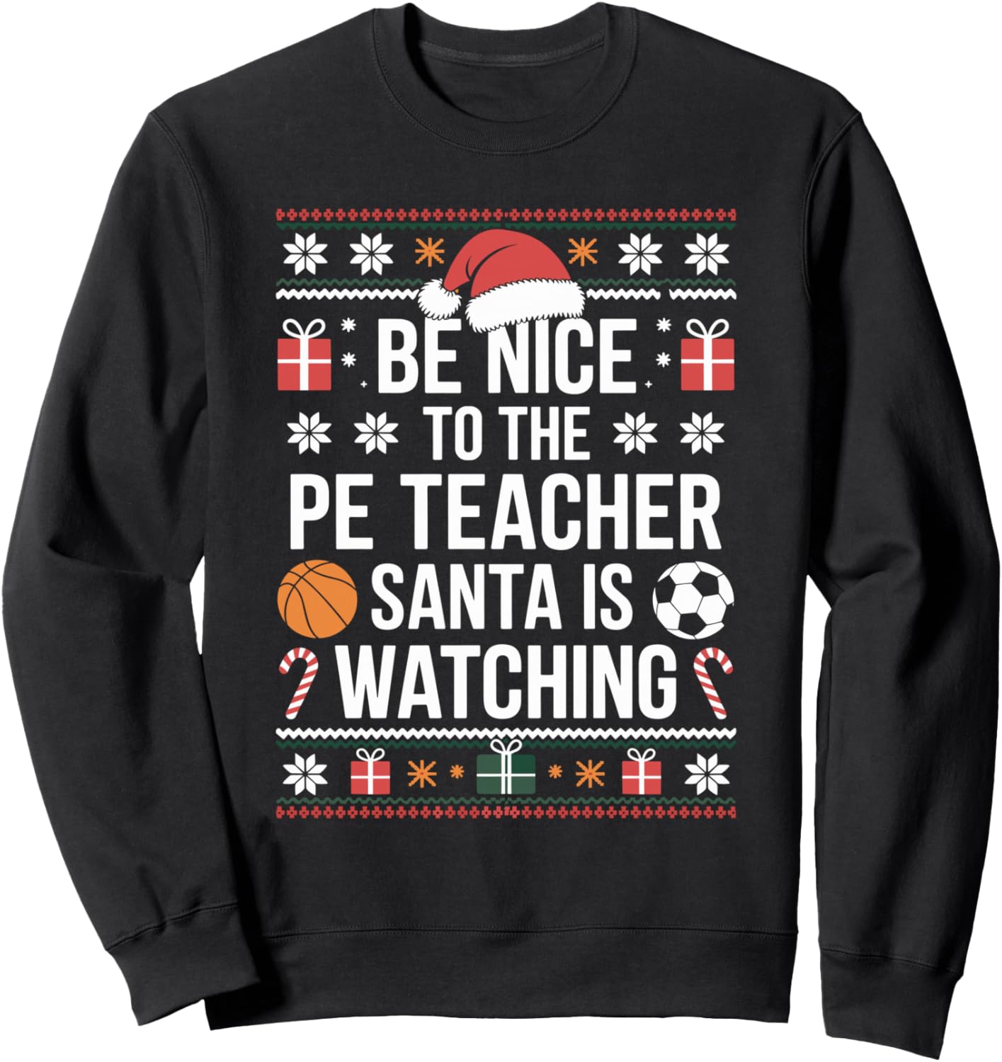 PE Teacher Ugly Christmas Sweater Physical Education Xmas Sweatshirt