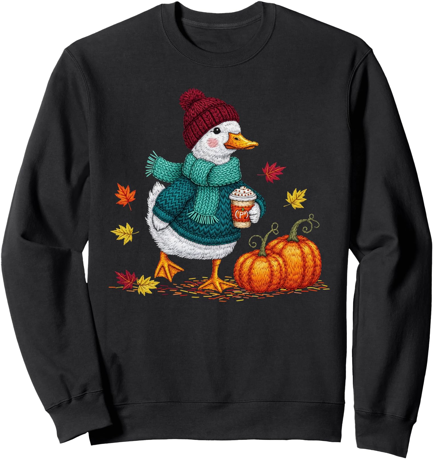 Autumn Goose Fall Coquette Cute Duck Coffee Pumpkin Season Sweatshirt