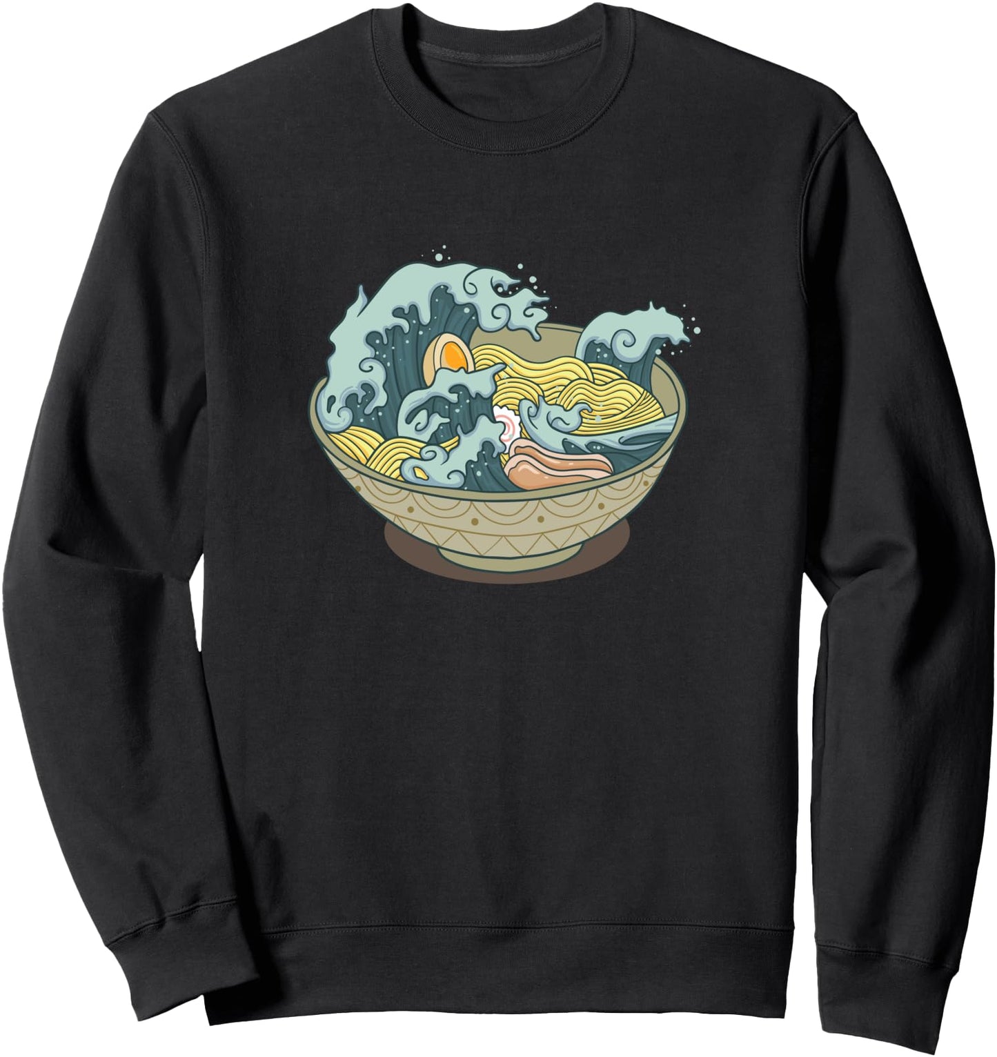 Anime The Great Wave of Kanagawa Ramen Japanese Food Hokusai Sweatshirt