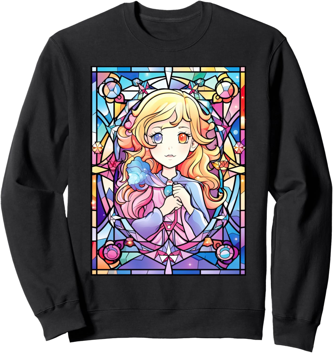 Cute Stained Glass Japanese Fantasy Anime Otaku Sweatshirt