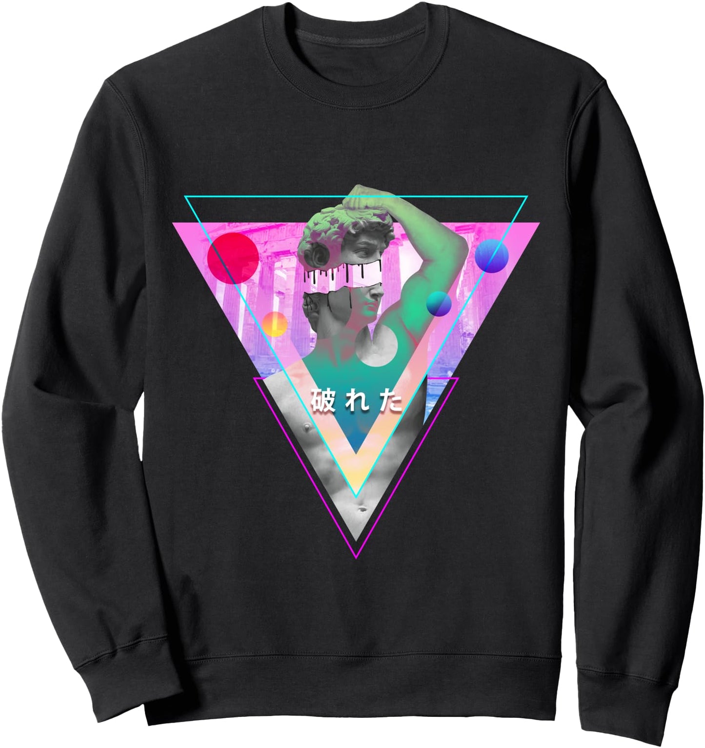 Vaporwave Statue David Tears His Head Open - Japanese Otaku Sweatshirt