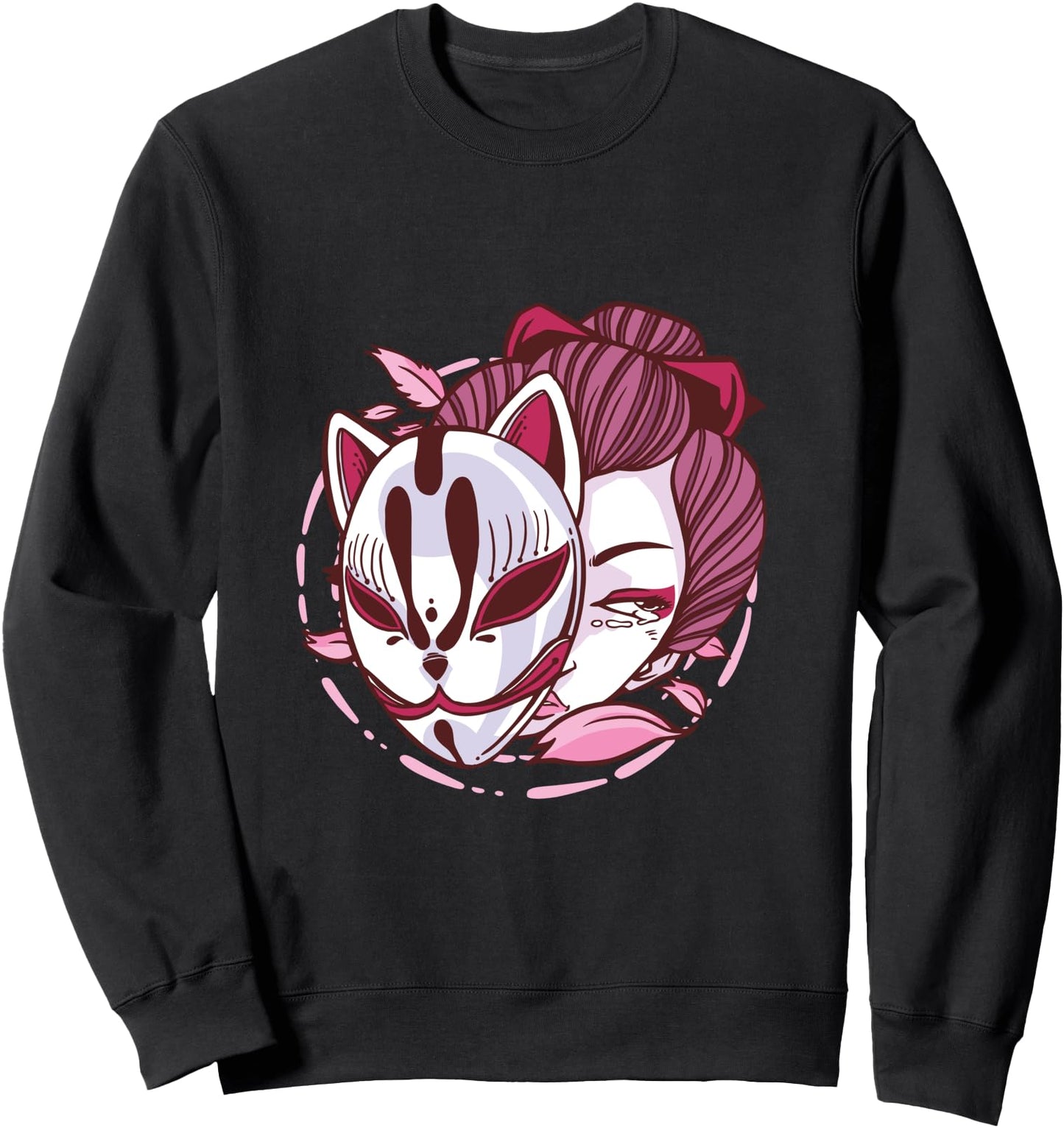 Geisha Japan Girl Japanese Kawaii Geisha Girl Mask Art Sweatshirt