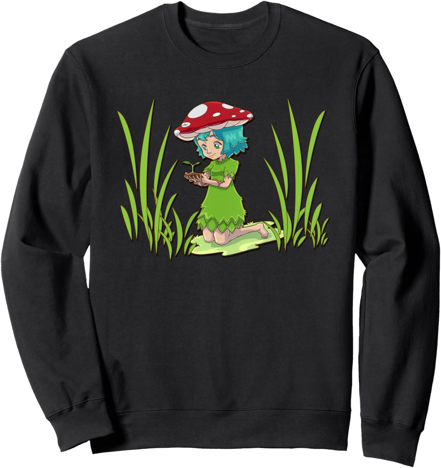 Cute Fairy With Mushroom Toadstool Hat For Women Anime Lover Sweatshirt